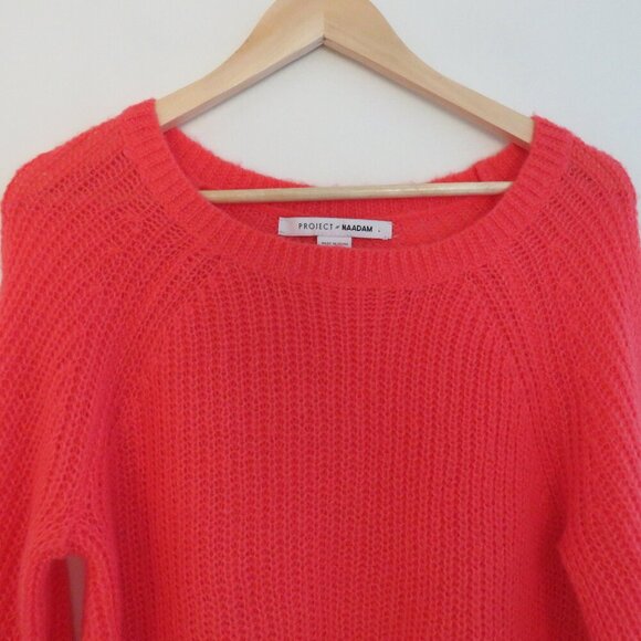 NAADAM Open Knit Bell Sleeve Tied Sweater in Coral Pink Bright - Size S - Picture 3 of 14